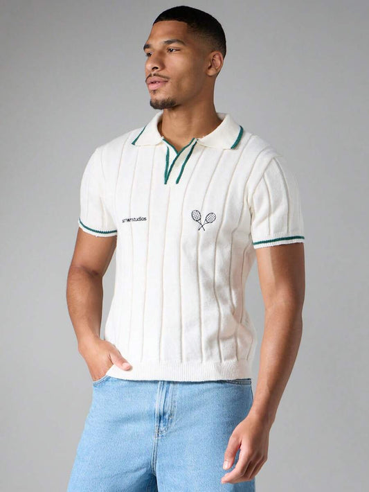 Camisa Polo Knit Pavtros Tennis Club Off-White