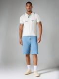 SUMWON Top Polo de Malha Canelada Ajustada com Bordado de Raquete de Tênis, Contraste de Acabamento, Suéter Casual de Verão com Gola