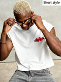PAVTROS Regata Masculina de Verão Casual Fashion Street para Férias e Uso Diário, Estampa de Morango e Letras, Modelagem Solta, Holiday