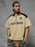 PAVTROS Camiseta Polo de Manga Curta Verde Escuro Masculina, Streetwear com Vibe Brasileira, Camiseta Oversized com Blocos de Cor para Férias de Verão na Cidade, Esportes & Casual, Futebol