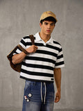 SWAVVY Camisa Polo Masculina Casual de Verão, Ajuste Solto, Tamanho Padrão, Blocos de Cores Sólidas Azul e Branco