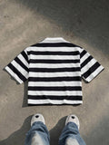 SWAVVY Camisa Polo Masculina Casual de Verão, Ajuste Solto, Tamanho Padrão, Blocos de Cores Sólidas Azul e Branco