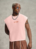 PAVTROS Regata Masculina de Verão Casual Fashion Street para Férias e Uso Diário, Estampa de Morango e Letras, Modelagem Solta, Holiday