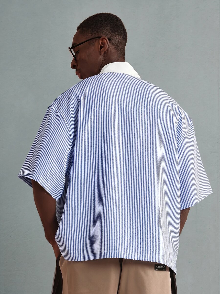 Camisa Polo Pavtros Striped Half-Zip White Collar - foto 14