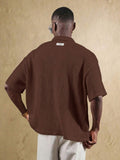 Top Polo de Manga Curta Ajustada Tipo Cropped SUMWON para Homens, em Padrão de Malha Aberta, Casual de Verão para Golfe, Gola Simples