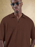 Top Polo de Manga Curta Ajustada Tipo Cropped SUMWON para Homens, em Padrão de Malha Aberta, Casual de Verão para Golfe, Gola Simples