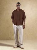 Top Polo de Manga Curta Ajustada Tipo Cropped SUMWON para Homens, em Padrão de Malha Aberta, Casual de Verão para Golfe, Gola Simples