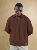Top Polo de Manga Curta Ajustada Tipo Cropped SUMWON para Homens, em Padrão de Malha Aberta, Casual de Verão para Golfe, Gola Simples