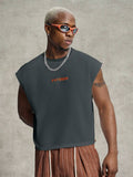 PAVTROS Regata Masculina de Verão Casual Fashion Street para Férias e Uso Diário, Estampa de Morango e Letras, Modelagem Solta, Holiday