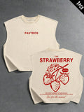 PAVTROS Regata Masculina de Verão Casual Fashion Street para Férias e Uso Diário, Estampa de Morango e Letras, Modelagem Solta, Holiday