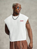 PAVTROS Regata Masculina de Verão Casual Fashion Street para Férias e Uso Diário, Estampa de Morango e Letras, Modelagem Solta, Holiday