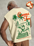 PAVTROS Regata Masculina de Verão Casual Fashion Street para Férias e Uso Diário, Estampa de Morango e Letras, Modelagem Solta, Holiday