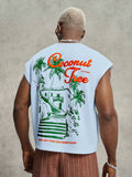 PAVTROS Regata Masculina de Verão Casual Fashion Street para Férias e Uso Diário, Estampa de Morango e Letras, Modelagem Solta, Holiday