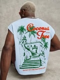 PAVTROS Regata Masculina de Verão Casual Fashion Street para Férias e Uso Diário, Estampa de Morango e Letras, Modelagem Solta, Holiday
