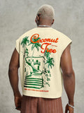 PAVTROS Regata Masculina de Verão Casual Fashion Street para Férias e Uso Diário, Estampa de Morango e Letras, Modelagem Solta, Holiday