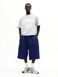 SUMWON Calça de Moletom Casual Masculina de Perna Larga e Relaxada com Cordão na Cintura, Streetwear para Lazer