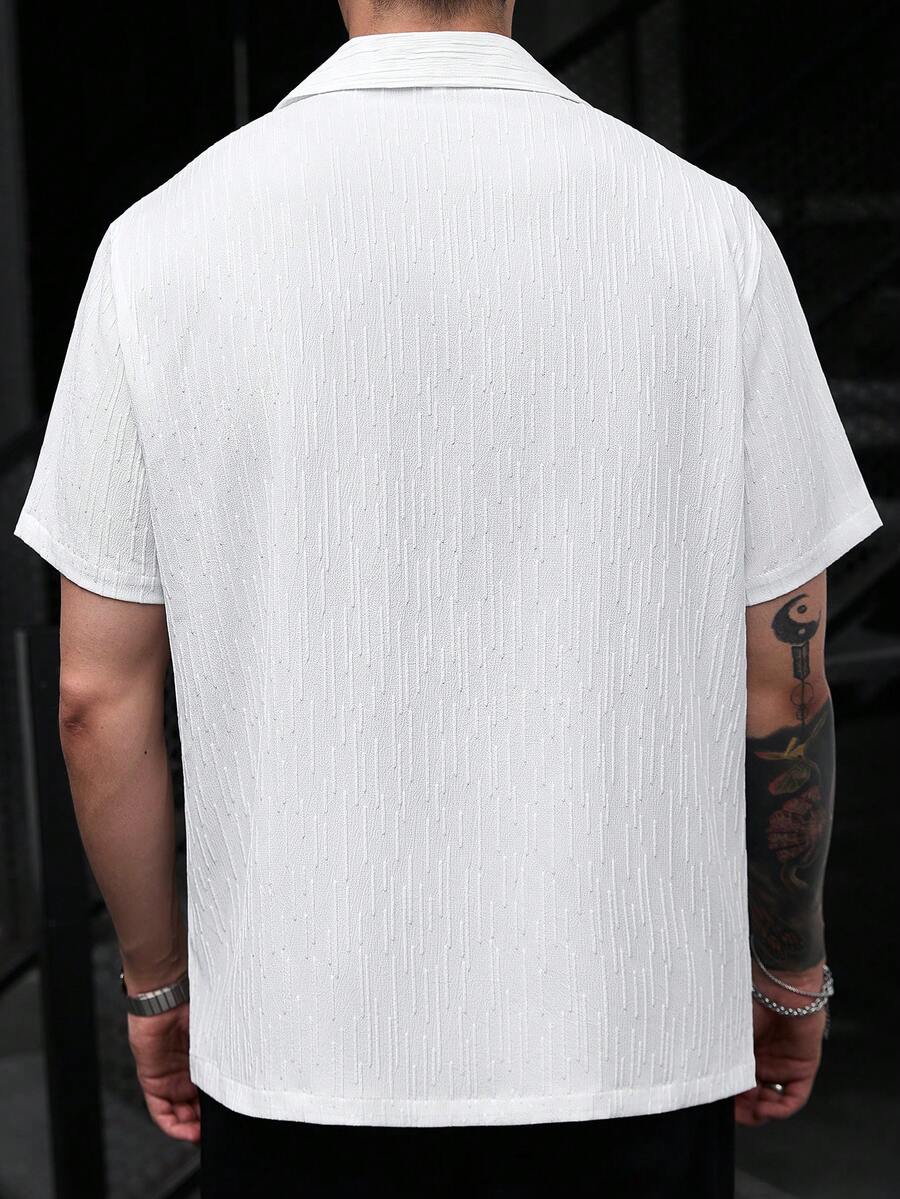 ResortEase Camisa Casual de Manga Curta com Botões e Cor Sólida, Ajuste Folgado, Férias