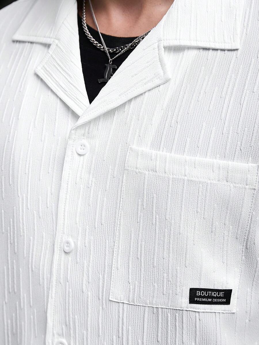 ResortEase Camisa Casual de Manga Curta com Botões e Cor Sólida, Ajuste Folgado, Férias