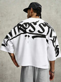 PAVTROS Camiseta Masculina Oversize de Manga Curta Estilo Graffiti de Rua, Camiseta Cropped de Manga Curta com Gola Redonda e Ajuste Solto, Estilo Hip-Hop de Rua Americano, Rua Retrô, Personalizada, Dança de Rua, Skate, Rap, Graffiti, Subcultura, Solta, E