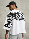 PAVTROS Camiseta Masculina Oversize de Manga Curta Estilo Graffiti de Rua, Camiseta Cropped de Manga Curta com Gola Redonda e Ajuste Solto, Estilo Hip-Hop de Rua Americano, Rua Retrô, Personalizada, Dança de Rua, Skate, Rap, Graffiti, Subcultura, Solta, E