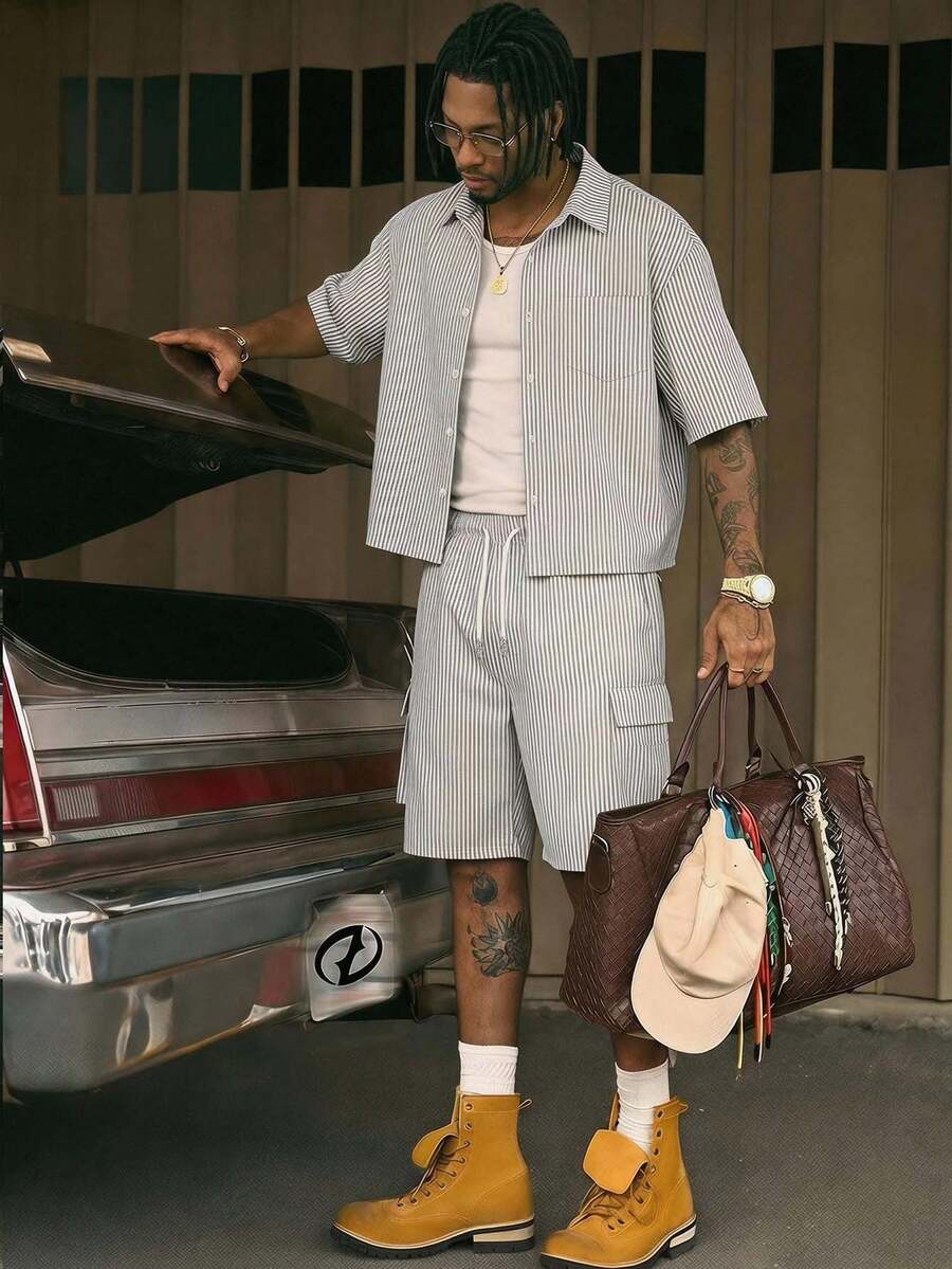 Conjunto Pavtros Studios Knit Retro Polo Shorts Set — Foto 12