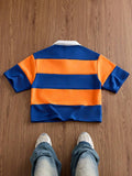 SWAVVY Camisa Polo Masculina Casual de Verão, Ajuste Solto, Tamanho Padrão, Blocos de Cores Sólidas Azul e Branco