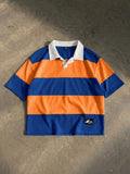 SWAVVY Camisa Polo Masculina Casual de Verão, Ajuste Solto, Tamanho Padrão, Blocos de Cores Sólidas Azul e Branco