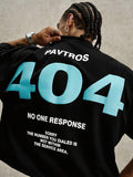 PAVTROS Camiseta Masculina com Estampa de Letras Listradas, Ombros Caídos e Ajuste Solto