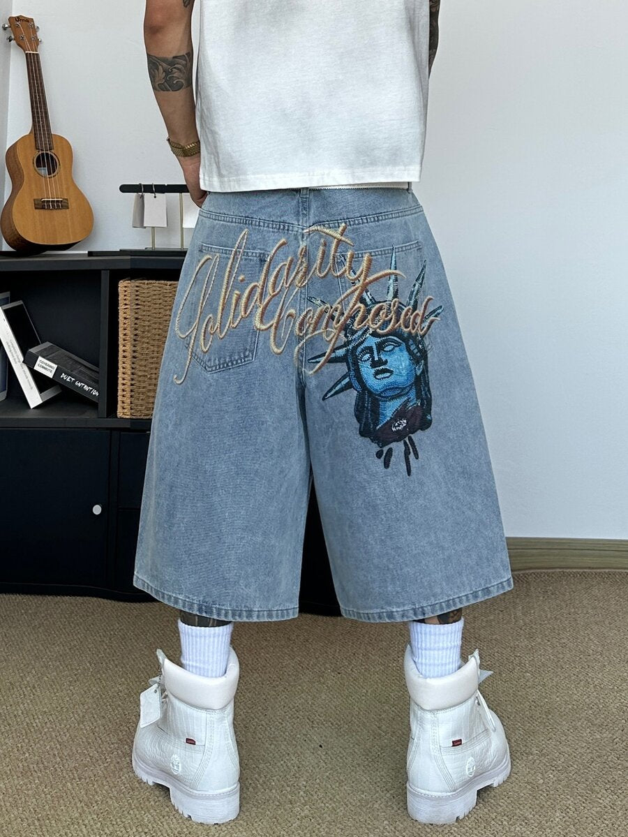 Bermuda Jorts Jeans Pavtros Studios Solidarity Statue - foto 1