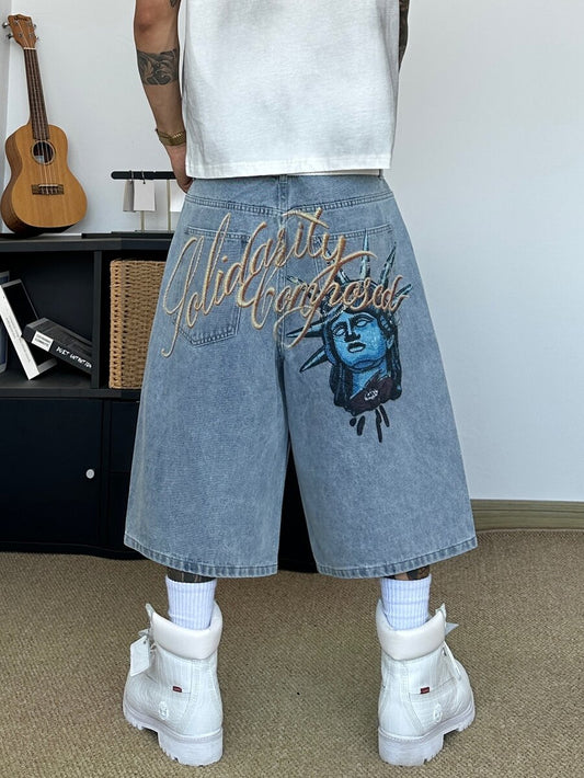 Bermuda Jorts Jeans Pavtros Studios Solidarity Statue