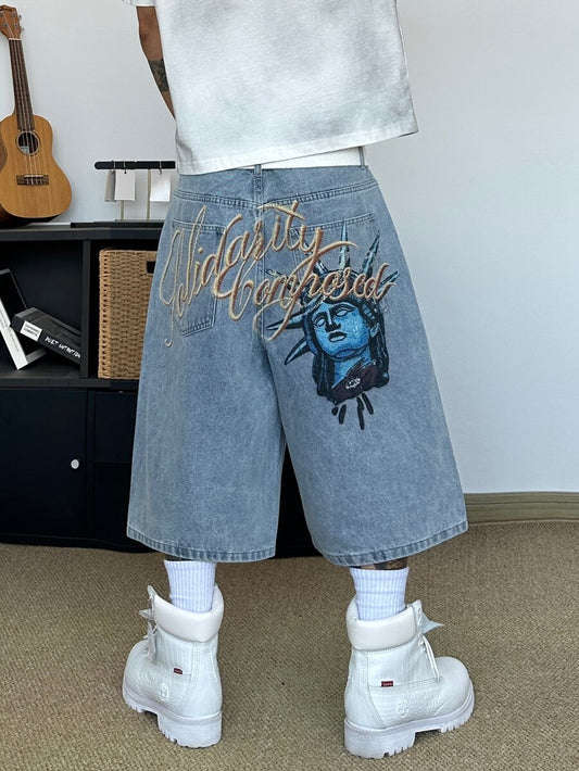 Bermuda Jorts Jeans Pavtros Studios Solidarity Statue