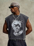 PAVTROS Regata Masculina de Verão Casual Fashion Street para Férias e Uso Diário, Estampa de Morango e Letras, Modelagem Solta, Holiday