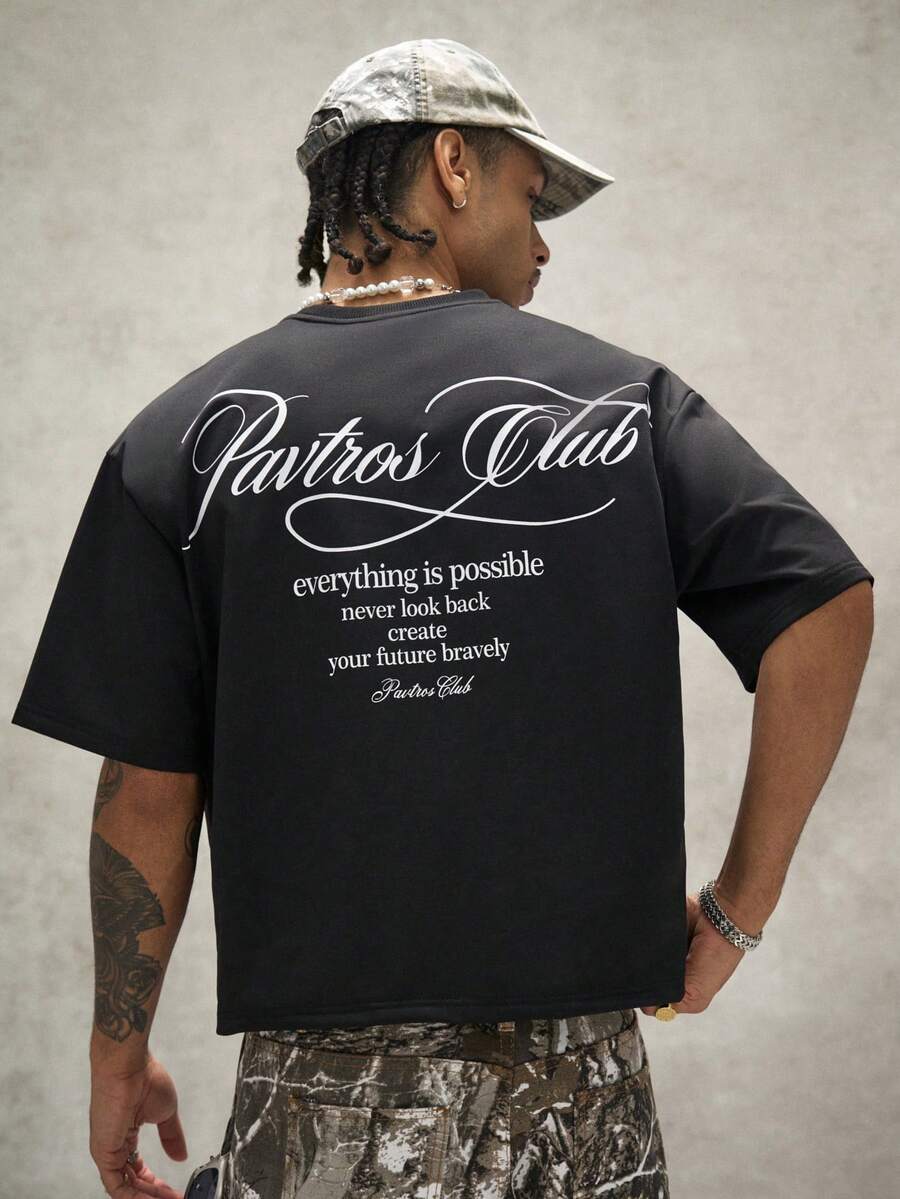 Camiseta Pavtros Club Calligraphy Black Oversized - foto 5
