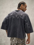 PAVTROS Camiseta Masculina Oversize de Manga Curta Estilo Graffiti de Rua, Camiseta Cropped de Manga Curta com Gola Redonda e Ajuste Solto, Estilo Hip-Hop de Rua Americano, Rua Retrô, Personalizada, Dança de Rua, Skate, Rap, Graffiti, Subcultura, Solta, E