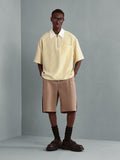 SUMWON Camisa Polo Listrada Casual Oversized de Meio Zíper, Primavera Verão, Negócios, Zíper Parcial Inteligente, Gola, Bolso, Roupas Esportivas, Conforto, Traje de Escritório