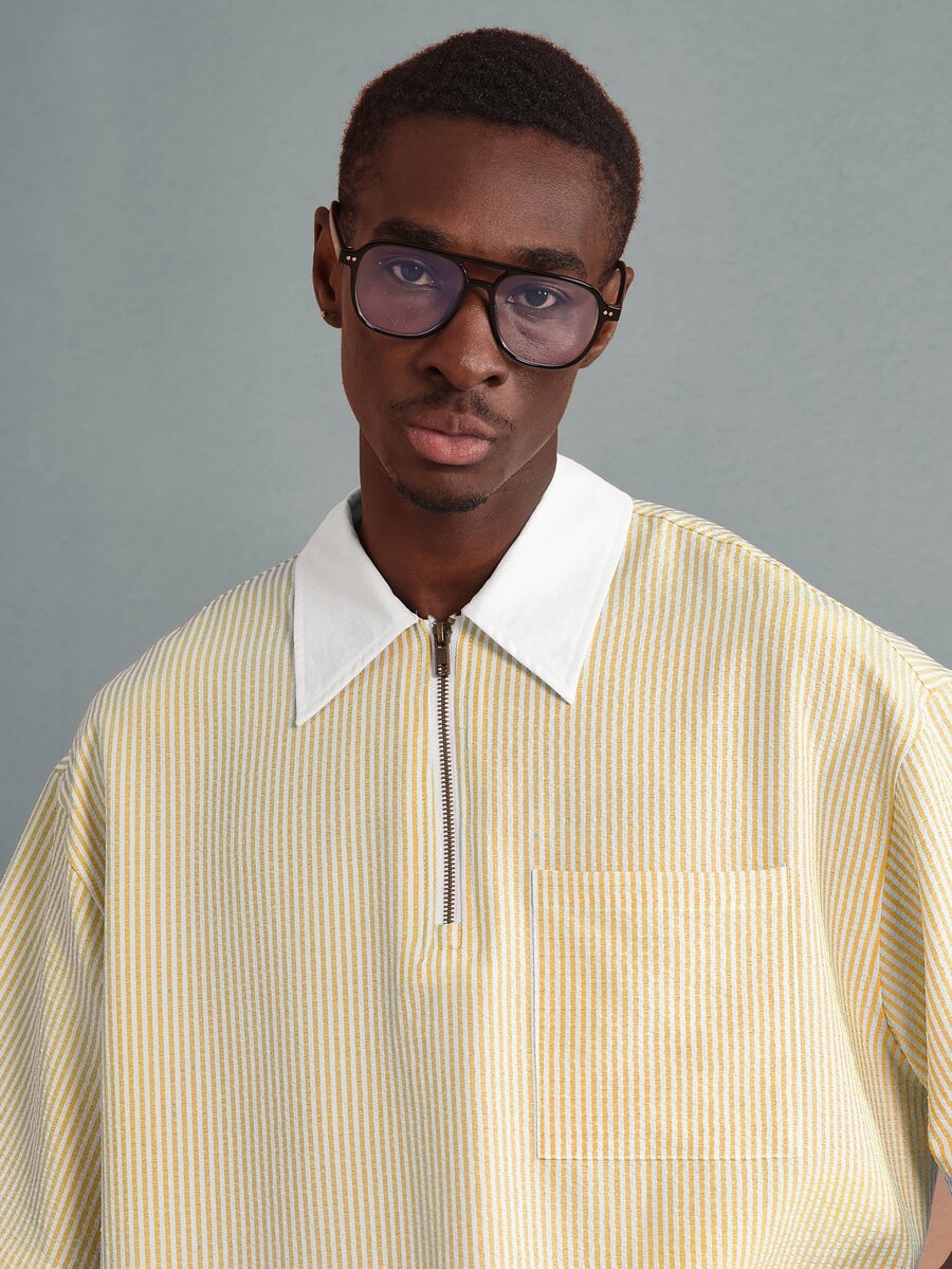 Camisa Polo Pavtros Striped Half-Zip White Collar - foto 29