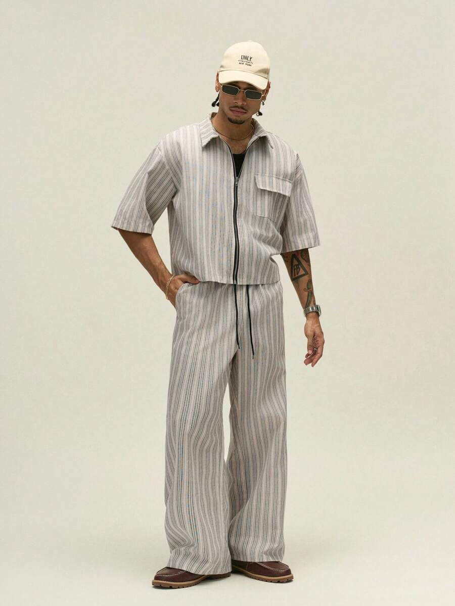 Conjunto Pavtros Studios Pinstripe Short-Sleeve Tracksuit - foto 1