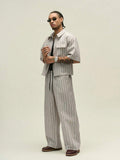 Conjunto Pavtros Studios Pinstripe Short-Sleeve Tracksuit