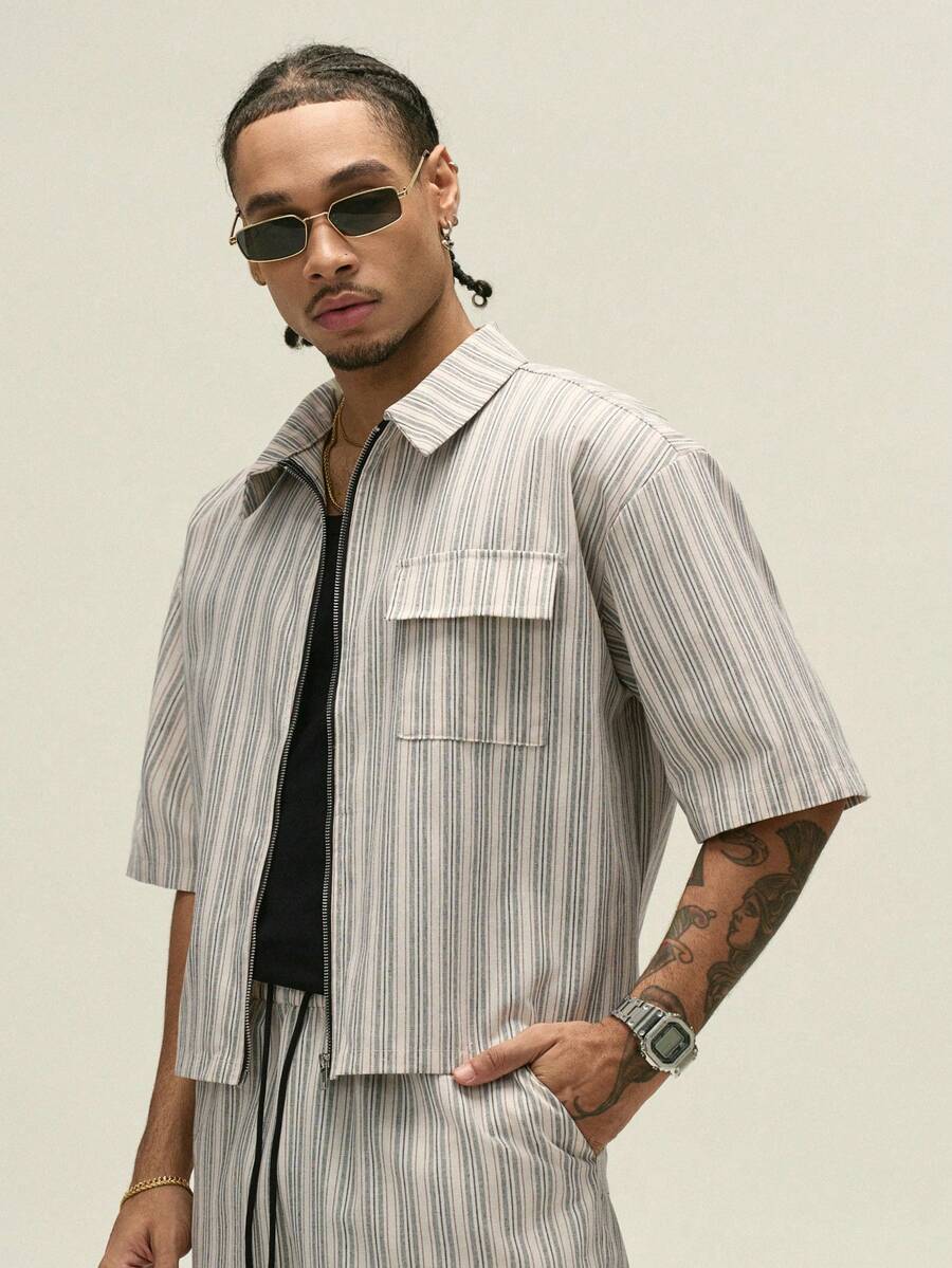 Conjunto Pavtros Studios Pinstripe Short-Sleeve Tracksuit — Foto 4