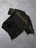 STYNVO Camiseta Branca Solta com Estampa de Letra, Ombros Caídos, Casual para Férias e Transporte, Moda de Rua, Verão