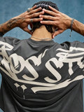 PAVTROS Camiseta Masculina Oversize de Manga Curta Estilo Graffiti de Rua, Camiseta Cropped de Manga Curta com Gola Redonda e Ajuste Solto, Estilo Hip-Hop de Rua Americano, Rua Retrô, Personalizada, Dança de Rua, Skate, Rap, Graffiti, Subcultura, Solta, E