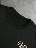 PAVTROS Camiseta Masculina com Estampa de Letras Listradas, Ombros Caídos e Ajuste Solto