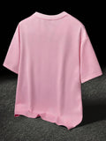STYNVO Camiseta Branca Solta com Estampa de Letra, Ombros Caídos, Casual para Férias e Transporte, Moda de Rua, Verão