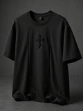 STYNVO Camiseta Branca Solta com Estampa de Letra, Ombros Caídos, Casual para Férias e Transporte, Moda de Rua, Verão