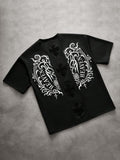 STYNVO Camiseta Branca Solta com Estampa de Letra, Ombros Caídos, Casual para Férias e Transporte, Moda de Rua, Verão
