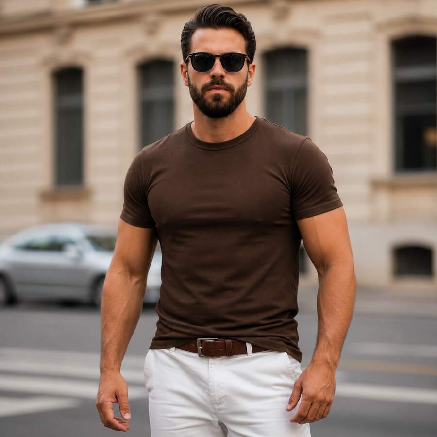 Camiseta Justa Americana Canelada Gringa Camiseta Slim Estilo Casual Masculino Premium Primavera Verão