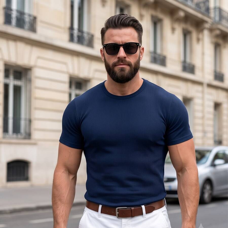 Camiseta Justa Americana Canelada Gringa Camiseta Slim Estilo Casual Masculino Premium Primavera Verão