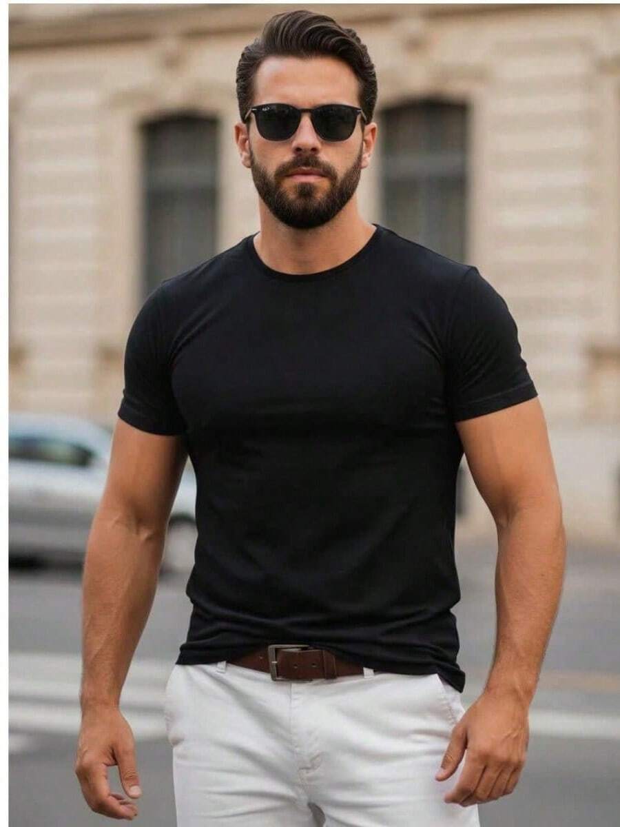Camiseta Justa Americana Canelada Gringa Camiseta Slim Estilo Casual Masculino Premium Primavera Verão