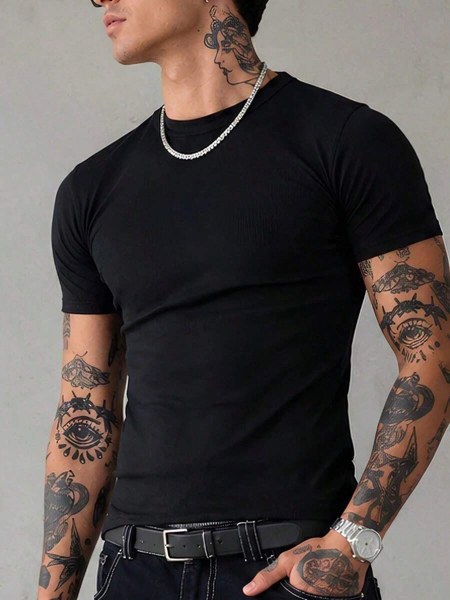 Camiseta Justa Americana Canelada Gringa Camiseta Slim Estilo Casual Masculino Premium Primavera Verão