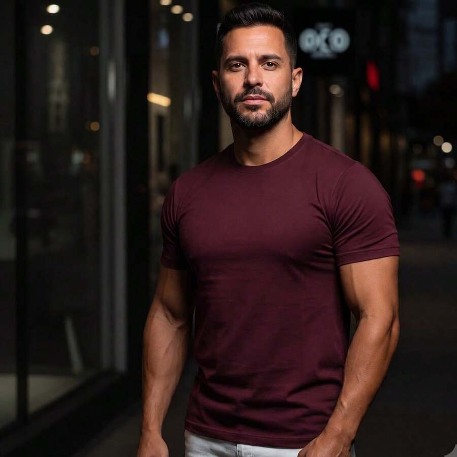 Camiseta Justa Americana Canelada Gringa Camiseta Slim Estilo Casual Masculino Premium Primavera Verão